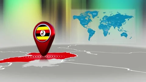 Uganda World Map Pin Location Background Loop 4k Stock Footage 341771745