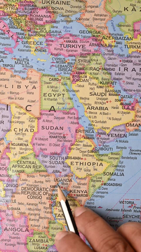 Uganda on World Map – Vertical East Africa Geography Concept Stock Footage 329362277