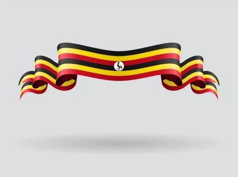 Ugandan wavy flag. Vector illustration Stock Illustration