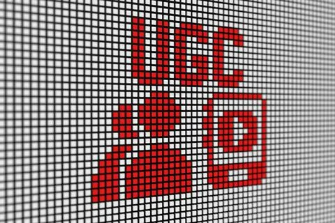 UGC text scoreboard blurred background 3d illustration Stock Illustration