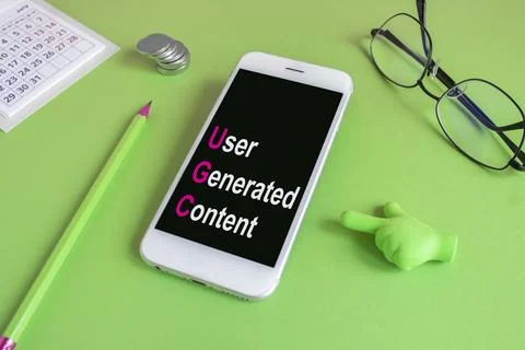 UGC user generated content symbol. Concept words UGC user generated conten Stock Photos