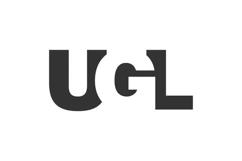 UGL logo design. Initial letter U G L bold font style for tech startups, co.. Illustrazione stock