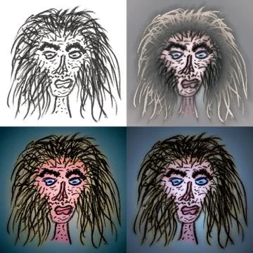 Ugly baba yaga faces Stock Illustration