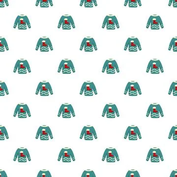 Ugly christmas sweater pattern with red stocking Stock Illustration