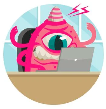Ugly cyclops computer virus monster Stock Illustration