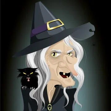 Ugly dark witch Stock Illustration