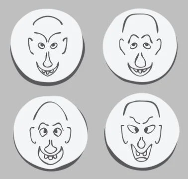 Ugly funny face set Stock Illustration