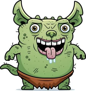 Ugly gremlin standing Stock Illustration