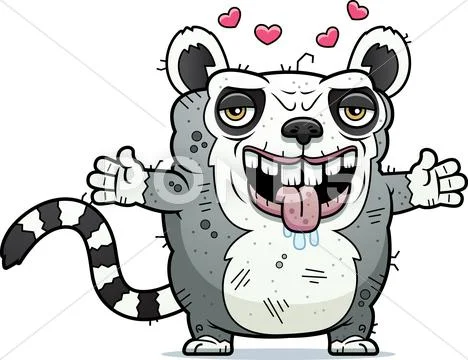 Ugly lemur hug Stock Illustration