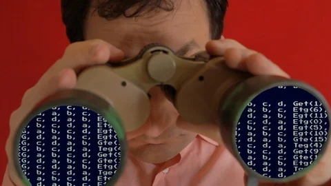 Ugly man binoculars source code green tilt Video stock 91901498