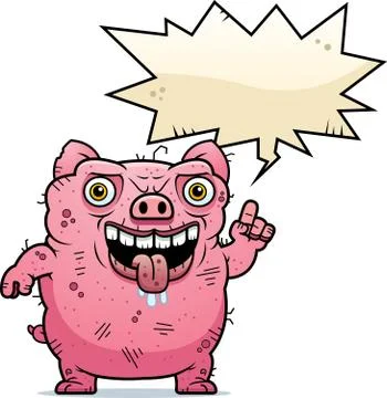 Ugly pig talking Stock Illustration