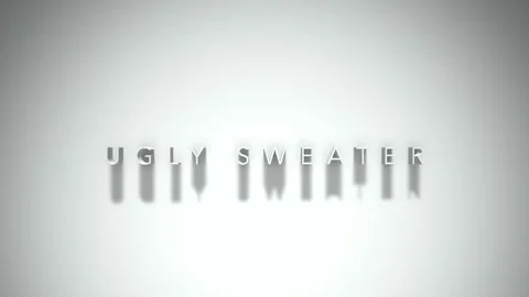 UGLY SWEATER 3D title animation with shadows on a white background Stock Footage 296776878
