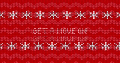 Ugly sweater pattern with Get a move on! text animation Stock Footage 282326964