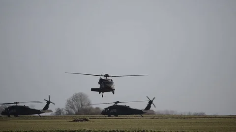 UH-60 Black Hawk flying at low level at Chièvres Air Base, Belgium Видео 102944512