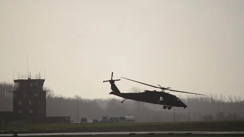 UH-60 Black Hawk taking off from Chièvres Air Base, Belgium for Atlantic Resolve Stock-Footage 102944489
