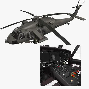 UH-60M Battlehawk with nice interior 3D Model