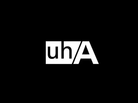 UHA Logo and Graphics design vector art, Icons isolated on black background Stock Illustration