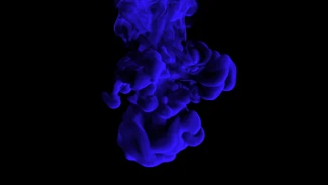 UHD 3D animation of the blue ink in a liquid against the black background Video stock 104172972