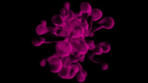 UHD 3D animation of the pink ink in a liquid against the black background Stockbeeldmateriaal 105438096