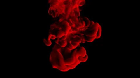 UHD 3D animation of the red ink in a liquid against the black background Video stock 104141738