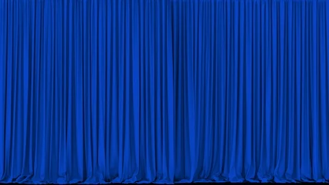 UHD 3D animation of the stage blue curtain Video stock 100533040