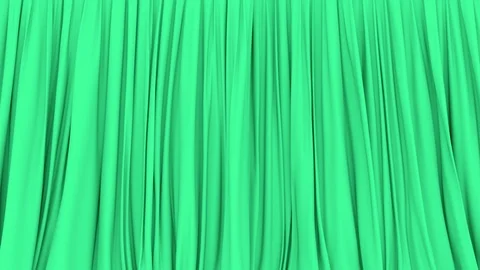 UHD 3D animation of the stage or window cyan curtain Stockbeeldmateriaal 98809336