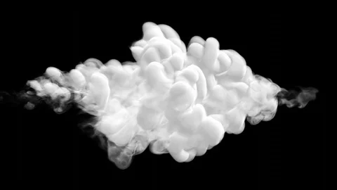 UHD 3D animation of the white ink in a liquid against the black background Video stock 109324116