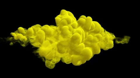 UHD 3D animation of the yellow ink in a liquid against the black background Stock-Footage 110378052