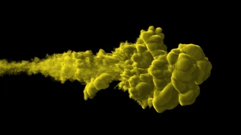 UHD 3D animation of the yellow ink or smoke against the black background Video stock 116464643