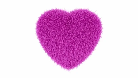 UHD 3D looping animation of the beating fluffy pink heart with alpha matte Video stock 101470595