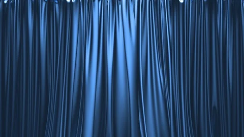 UHD 3D realistic animation of the textured blue curtain Stock Footage 115567331
