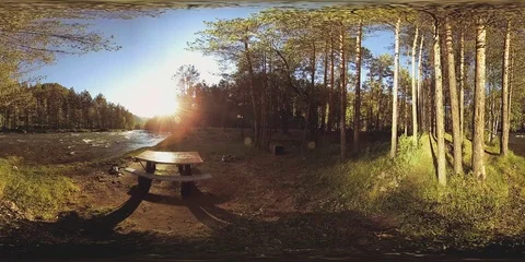 UHD 4K 360 VR Virtual Reality of a river flows over rocks in beautiful mountain Video stock 78735803