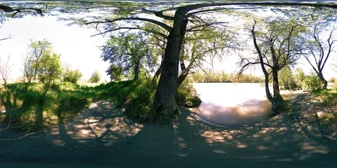 UHD 4K 360 VR Virtual Reality of a river flows over rocks in beautiful mountain Stock Footage