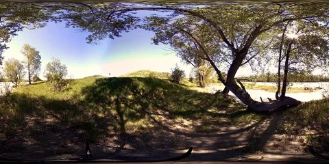 UHD 4K 360 VR Virtual Reality of a river flows over rocks in beautiful mountain Stock Footage 86619489