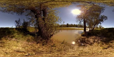 UHD 4K 360 VR Virtual Reality of a river flows over rocks in beautiful mountain Stock Footage 86619810