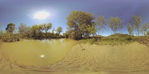 UHD 4K 360 VR Virtual Reality of a river flows over rocks in beautiful mountain Stock Footage 86620014