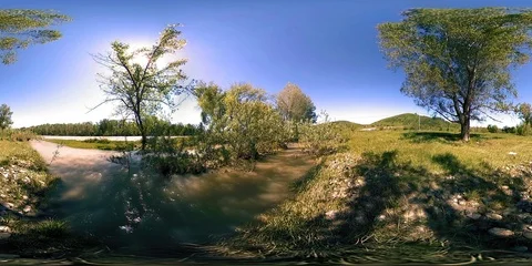 UHD 4K 360 VR Virtual Reality of a river flows over rocks in beautiful mountain Stock Footage 86620256