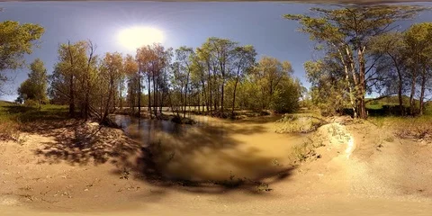UHD 4K 360 VR Virtual Reality of a river flows over rocks in beautiful mountain Stock Footage 86621675