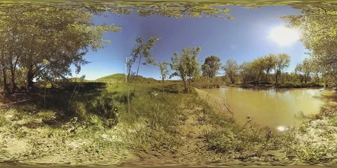 UHD 4K 360 VR Virtual Reality of a river flows over rocks in beautiful mountain Stock Footage 98888129