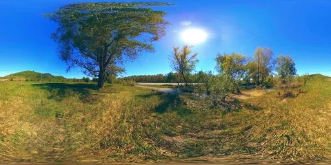UHD 4K 360 VR Virtual Reality of a river flows over rocks in beautiful mountain Stock Footage 116407561