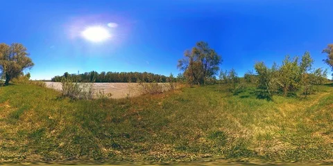 UHD 4K 360 VR Virtual Reality of a river flows over rocks in beautiful mountain Stock Footage 116408420