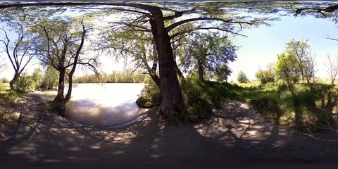 UHD 4K 360 VR Virtual Reality of a river flows over rocks in beautiful mountain Stock Footage 119896802