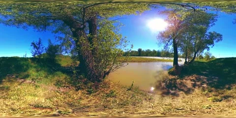 UHD 4K 360 VR Virtual Reality of a river flows over rocks in beautiful mountain Stock Footage 152588436