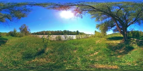 UHD 4K 360 VR Virtual Reality of a river flows over rocks in beautiful mountain Stock Footage 152589777