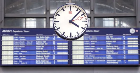 UHD 4K Departure Schedule Timetable Railway Station Frankfurt Clock Display Stock Footage 41840452