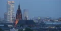 UHD 4K Financial District Frankfurt Skyline Aerial Cathedral Illuminated Night 4k or 4k+ Resolution