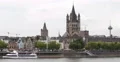 UHD 4K Great Saint Martin Church Cologne Old Town Skyline Colonius TV Tower Ship 4k or 4k+ Resolution