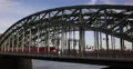 UHD 4K Hohenzollern Bridge Cologne People Walking Commuting Train Passing Day 4k or 4k+ Resolution