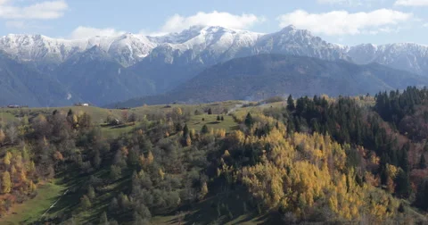 UHD 4K Left Pan Panoramic Aerial View Beautiful Fall Landscape Autumn Foliage Stock Footage 41653012