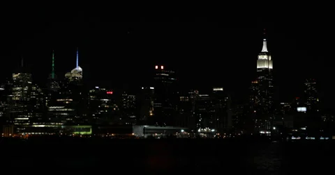 UHD 4K Light Turn Off Earth Hour New York City Skyline Empire State Building Video stock 32409189
